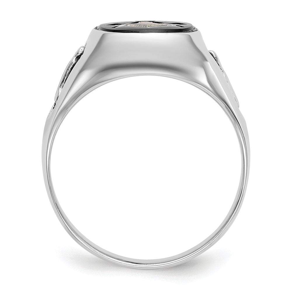 14k White Gold Men's Polished and Textured Masonic Ring Mounting