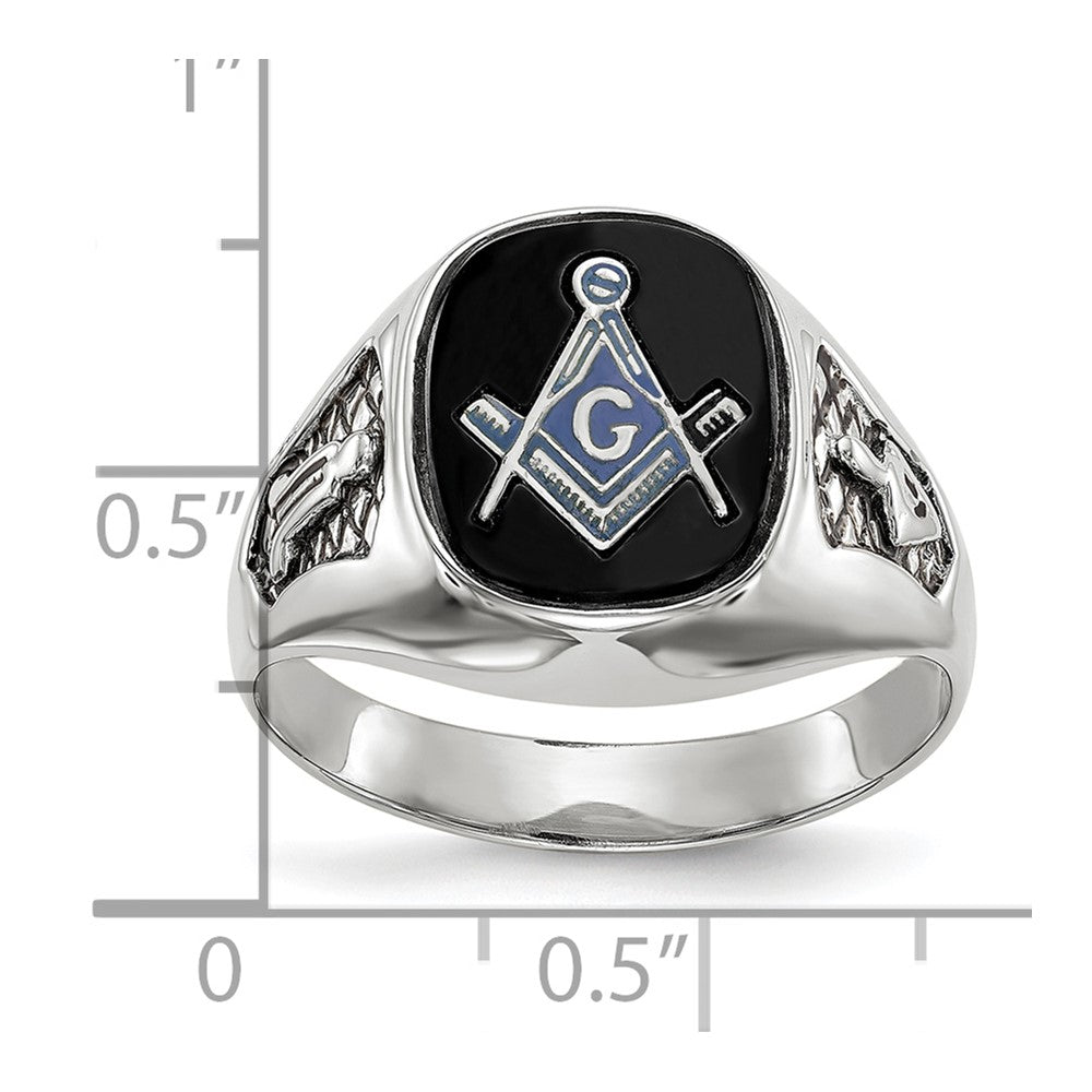 14k White Gold Men's Polished and Textured Masonic Ring Mounting