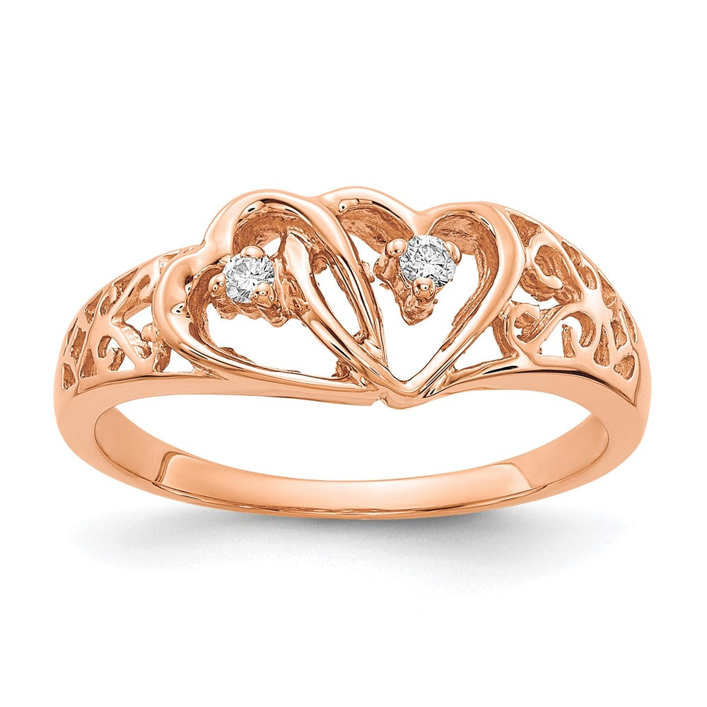 Casted;Polished;14k Rose gold;Diamond;Avail. in 10k yellow gold;Avail. in 18k yellow gold;Prong set;Avail. in 18k white gold;A quality