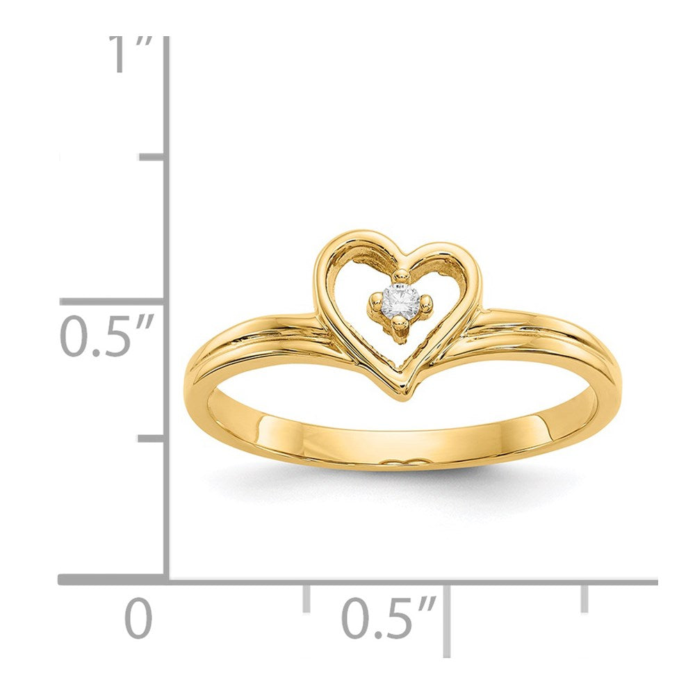14k Polished AA Diamond heart ring