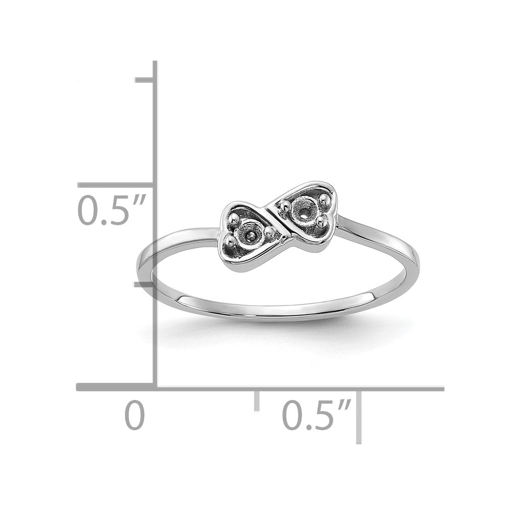 14k White Gold Polished Heart Ring Mounting