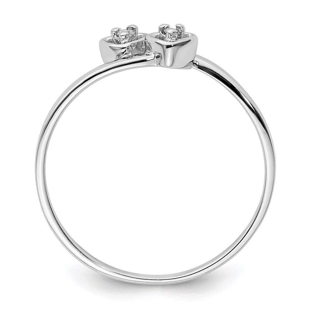 14k White Gold Polished AA Diamond heart ring