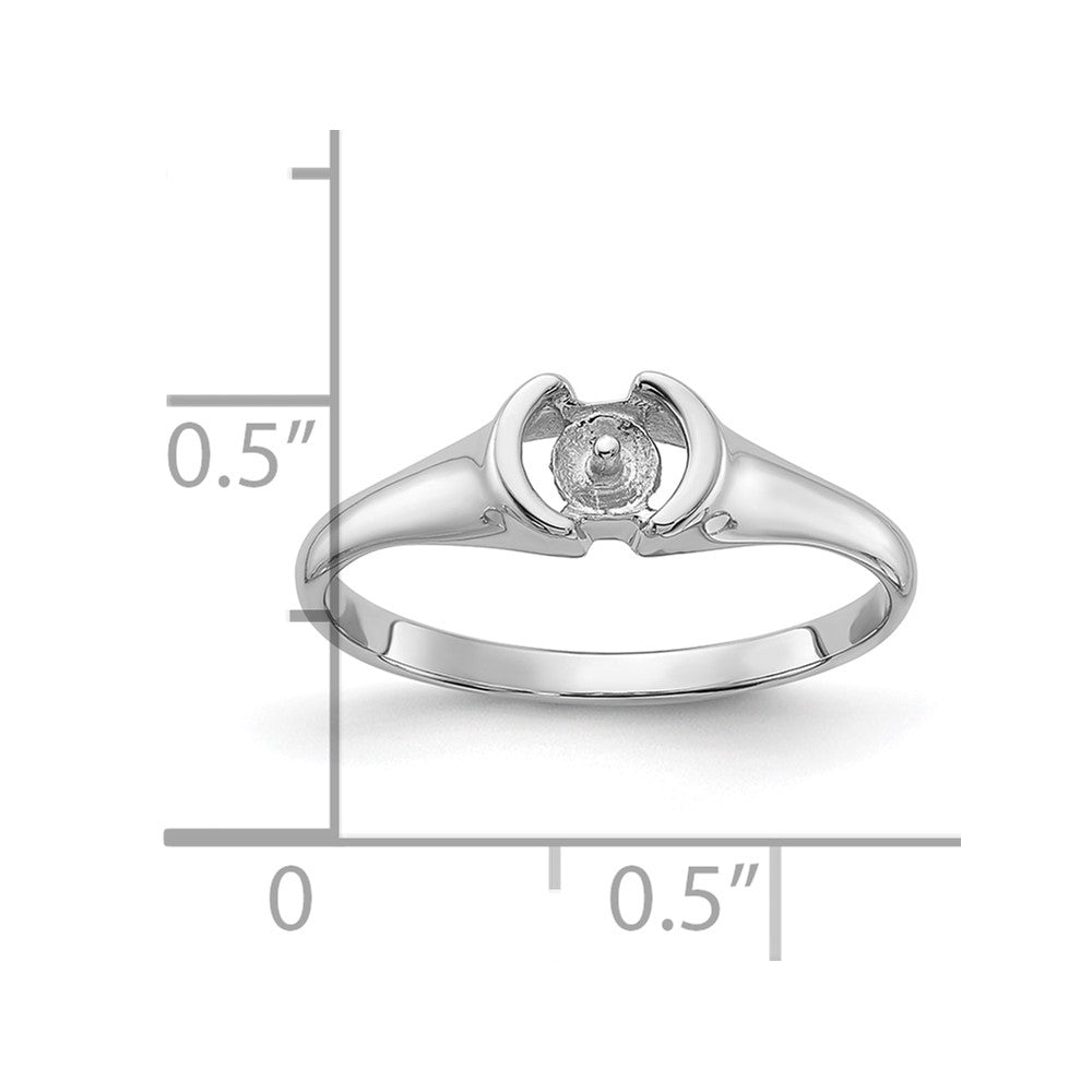 14k White Gold Polished Pearl Ring Mounting