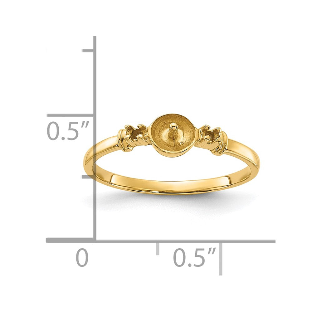 14k Polished Diamond & Pearl Ring Mounting