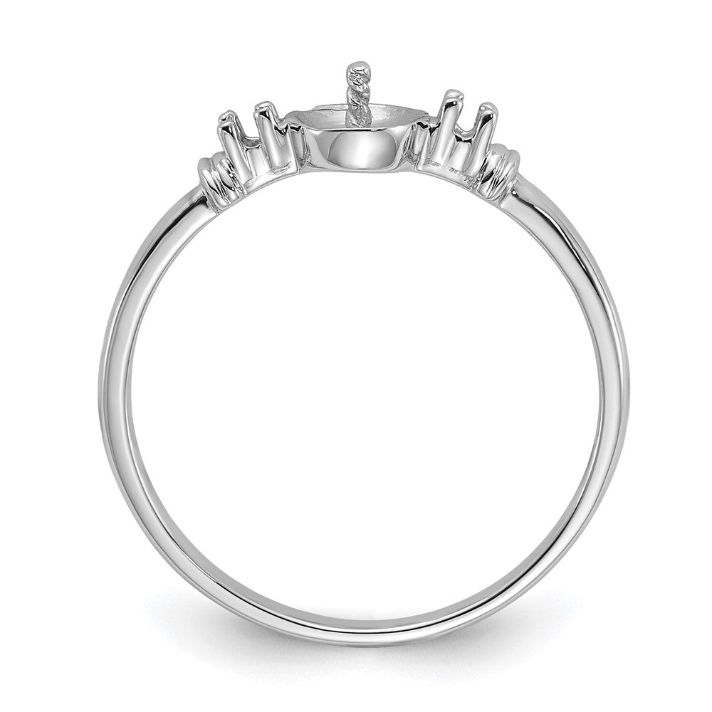 14k White Gold Polished Diamond & Pearl Ring Mounting