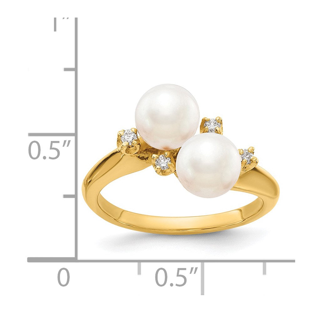 14k 6mm FW Cultured Pearl AA Diamond ring