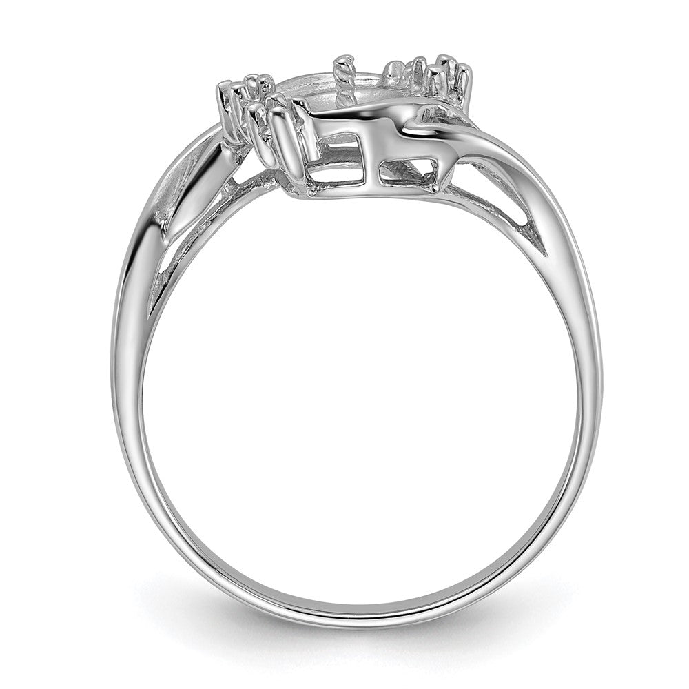 14k White Gold Polished Diamond & Pearl Ring Mounting