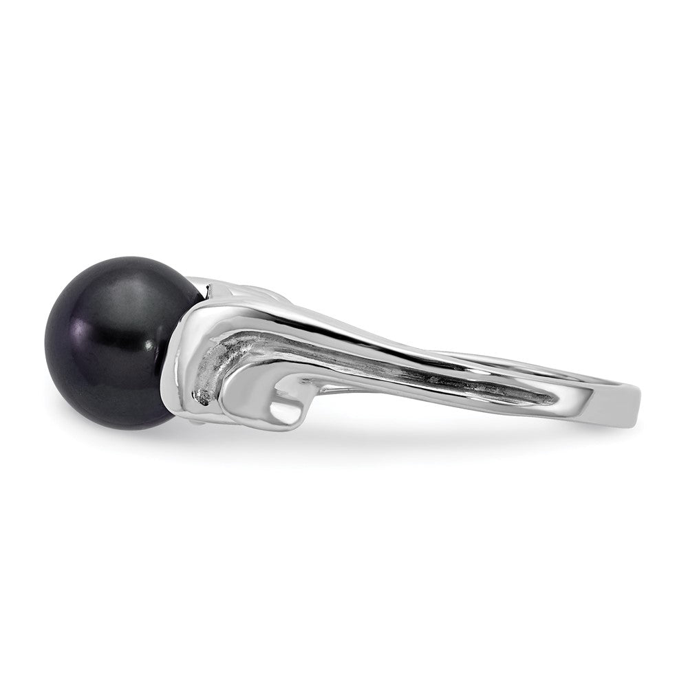 14k White Gold 7mm Black FW Cultured Pearl ring