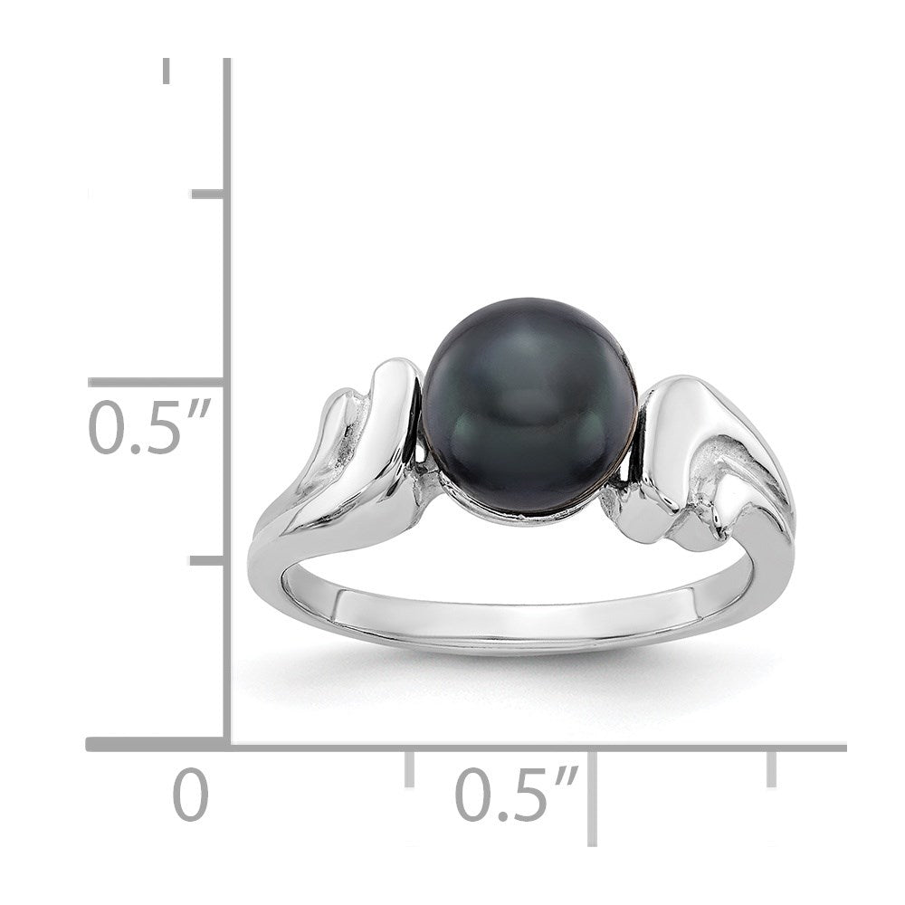 14k White Gold 7mm Black FW Cultured Pearl ring