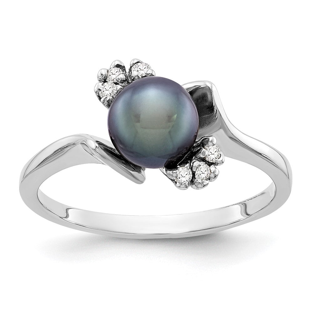 Casted;Polished;14K White gold;Diamond;Avail. in 10k yellow gold;Avail. in 18k yellow gold;Avail. in 14k yellow gold;Prong set;Avail. in 18k white gold;Black cultured pearl;AA quality