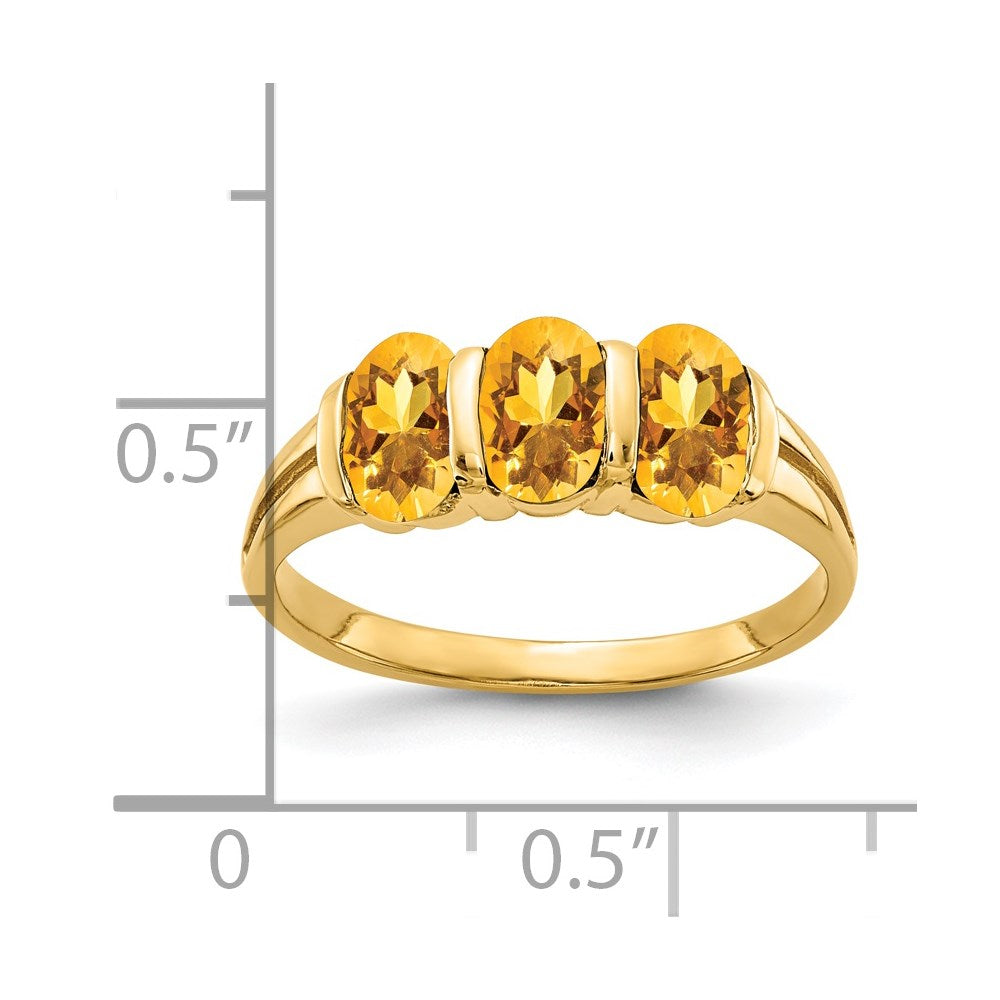 14k 6x4mm Oval Citrine ring