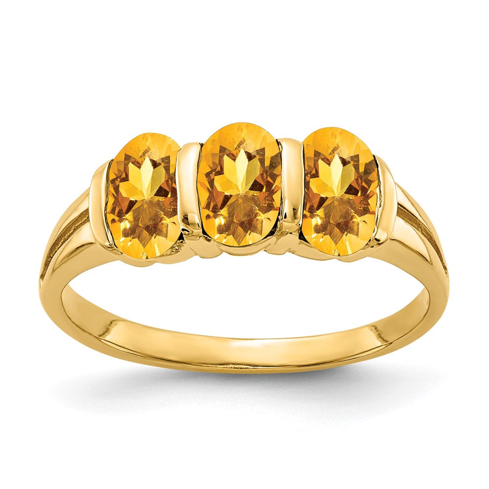 Casted;Polished;14k Yellow gold;Genuine;Citrine;Avail. in 10k yellow gold;Avail. in 18k yellow gold;Avail. in platinum;Channel set;Avail. in 18k white gold;Oval