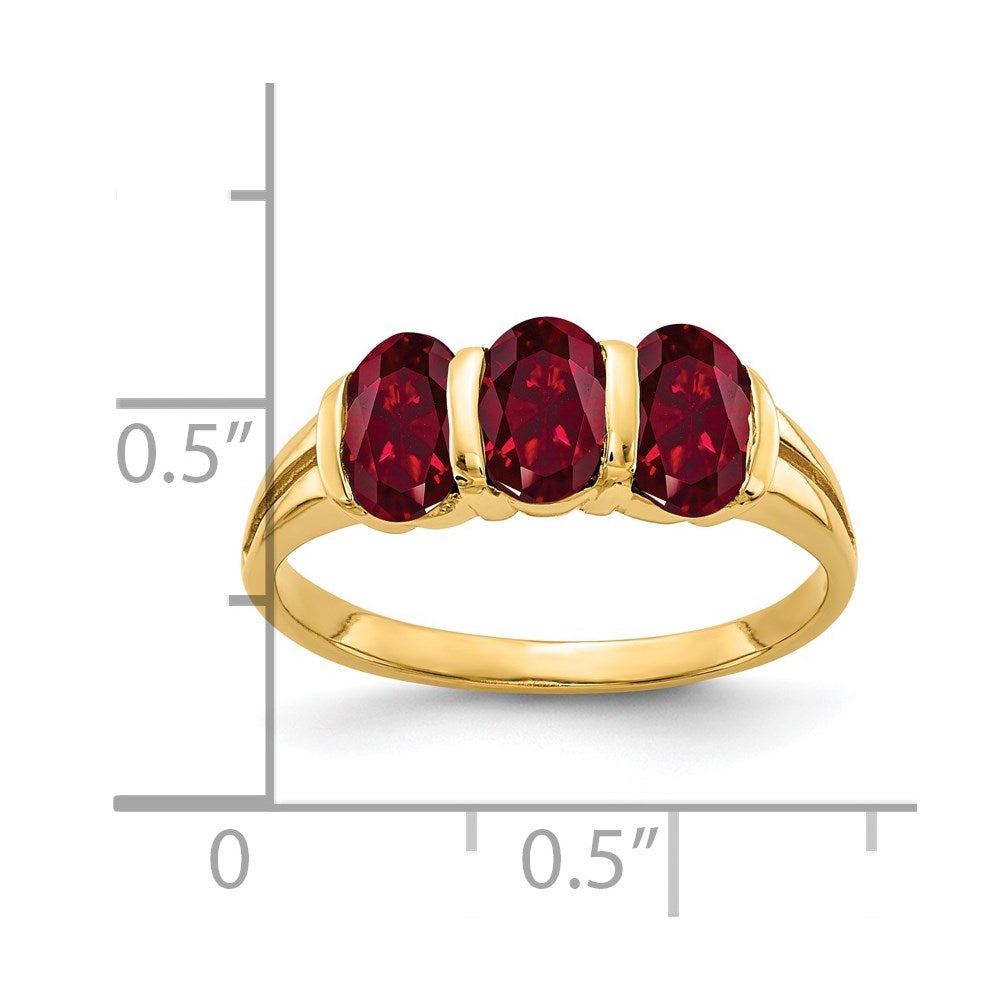 14k 6x4mm Oval Created Ruby ring