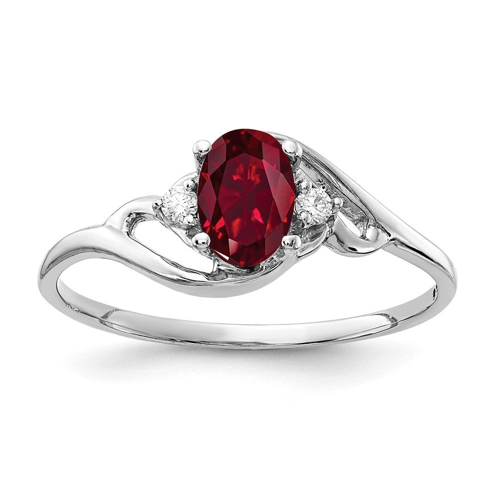 Casted;Polished;14K White gold;Created;Diamond;Ruby;Avail. in 10k yellow gold;Avail. in 18k yellow gold;Avail. in 14k yellow gold;Avail. in platinum;Prong set;Avail. in 18k white gold;AA quality
