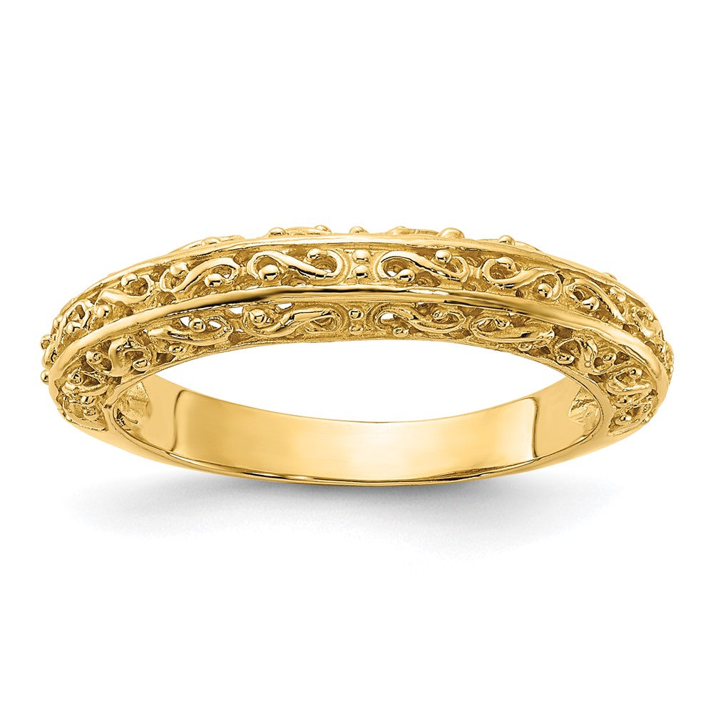 Casted;Polished;14k Yellow gold;Avail. in 10k yellow gold;Avail. in 18k yellow gold;Avail. in platinum;Filigree;Avail. in 18k white gold