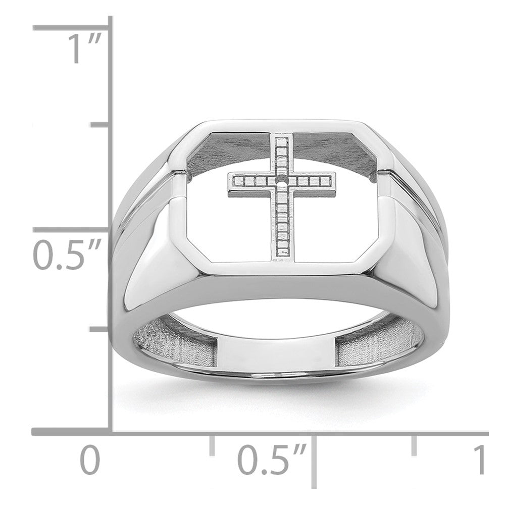 14k White Gold Mens Cross Ring Mounting