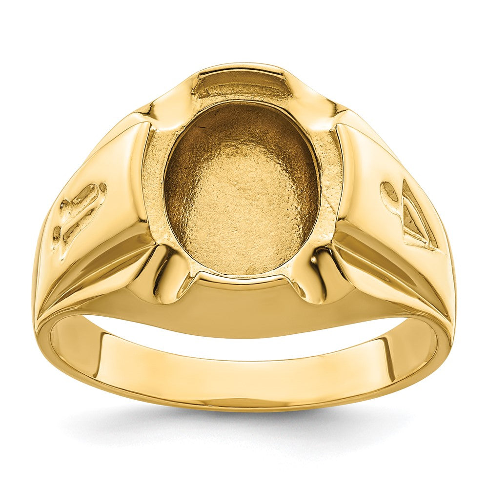 Solid;Polished;14k Yellow gold;Closed back;Antique finish;Avail. in 10k yellow gold;Avail. in 18k yellow gold;Avail. in 14k white gold;Avail. in platinum;Not engraveable;Sizing 2-3 weeks;Avail. in 10k white gold;Avail. in 18k white gold;Mens