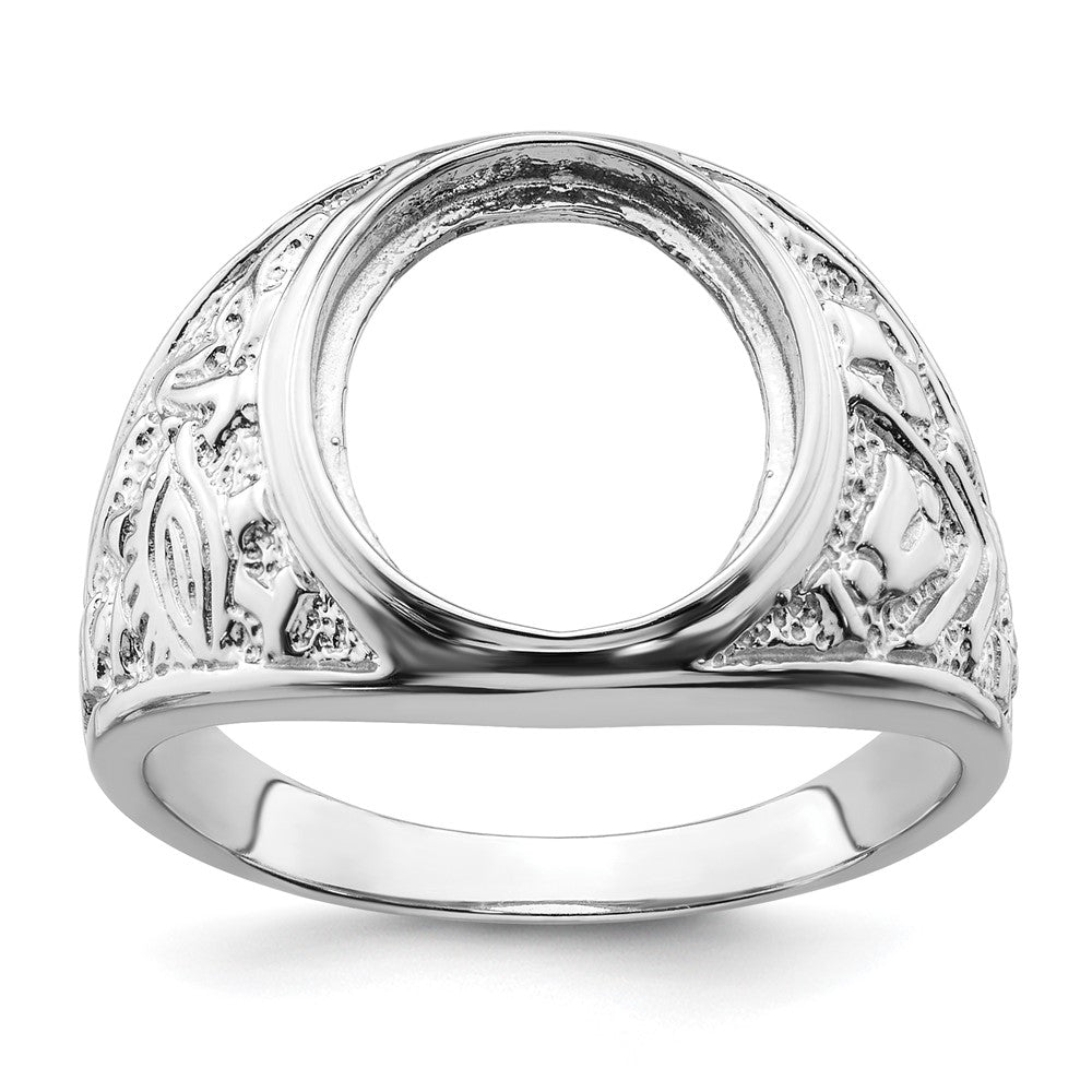 Solid;Polished;14K White gold;Open back;Antique finish;Avail. in 10k yellow gold;Avail. in 18k yellow gold;Avail. in 14k yellow gold;Avail. in platinum;Not engraveable;Sizing 2-3 weeks;Avail. in 10k white gold;Avail. in 18k white gold;Mens