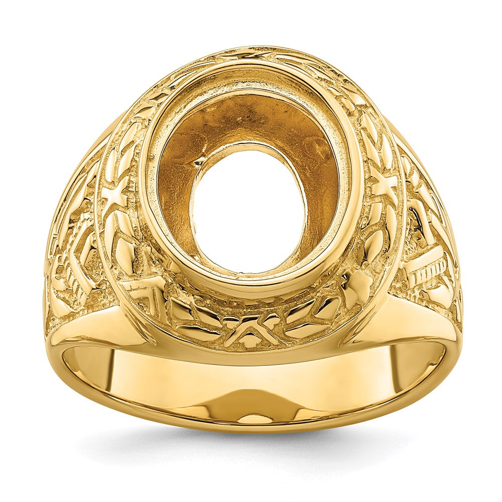 Solid;Polished;14k Yellow gold;Open back;Antique finish;Avail. in 10k yellow gold;Avail. in 18k yellow gold;Avail. in 14k white gold;Avail. in platinum;Not engraveable;Sizing 2-3 weeks;Avail. in 10k white gold;Avail. in 18k white gold;Mens