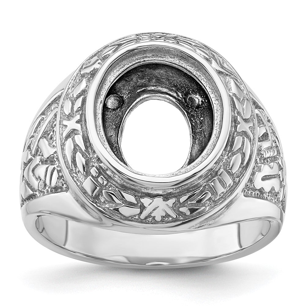 Solid;Polished;14K White gold;Open back;Antique finish;Avail. in 10k yellow gold;Avail. in 18k yellow gold;Avail. in 14k yellow gold;Avail. in platinum;Not engraveable;Sizing 2-3 weeks;Avail. in 10k white gold;Avail. in 18k white gold;Mens