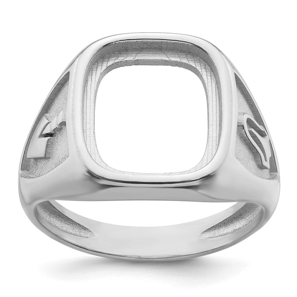 Solid;Polished;14K White gold;Open back;Antique finish;Avail. in 10k yellow gold;Avail. in 18k yellow gold;Avail. in 14k yellow gold;Avail. in platinum;Not engraveable;Sizing 2-3 weeks;Avail. in 10k white gold;Avail. in 18k white gold;Mens