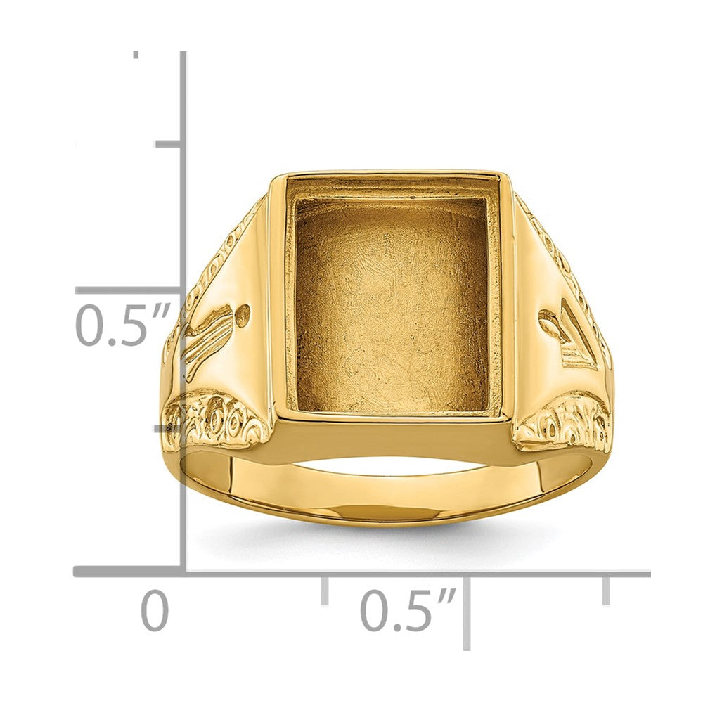 14k Men's Polished and Textured Masonic Ring Mounting