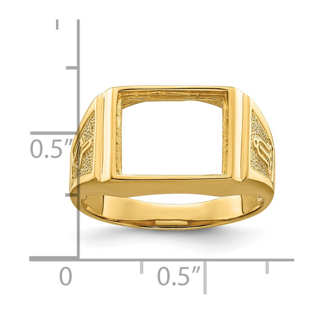 14k Men's Polished and Textured Masonic Ring Mounting