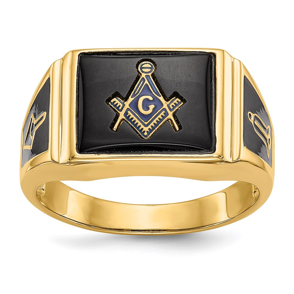 14k Yellow gold;Open back;Onyx;Avail. in 10k yellow gold;Avail. in 18k yellow gold;Avail. in 14k white gold;Avail. in platinum;Not engraveable;Sizing 2-3 weeks;Avail. in 10k white gold;Avail. in 18k white gold;Mens