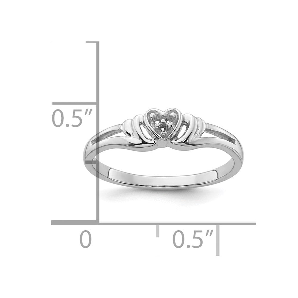 14k White Gold .03ct. Diamond Heart Ring Mounting