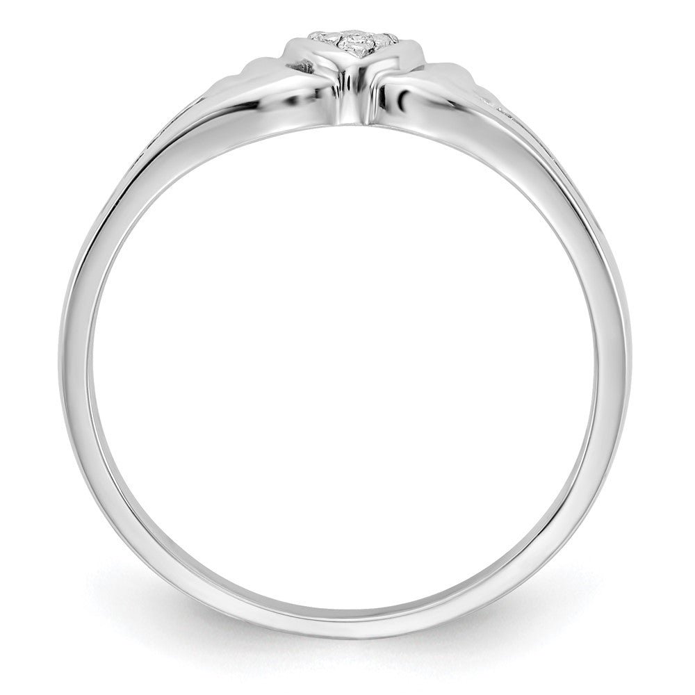14k White Gold AA Diamond Heart Ring