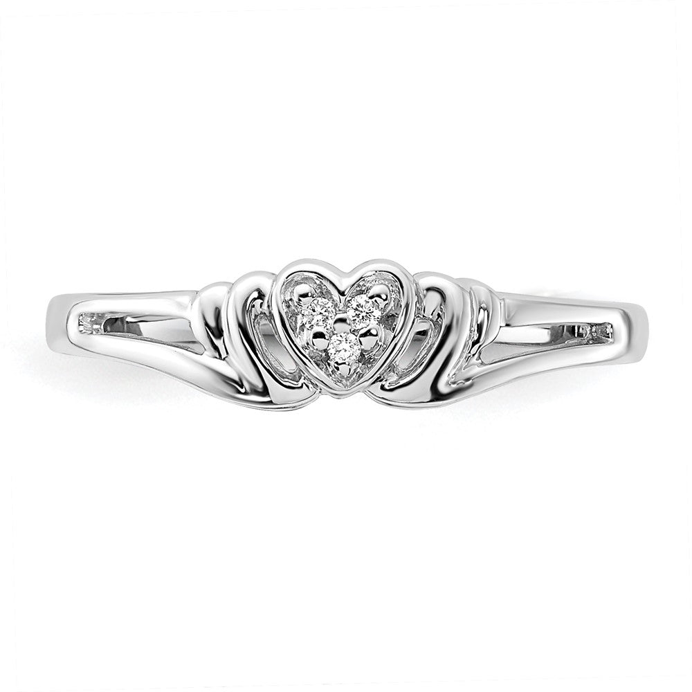 14k White Gold AA Diamond Heart Ring