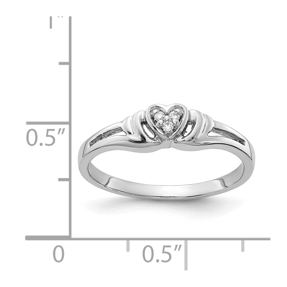 14k White Gold AA Diamond Heart Ring