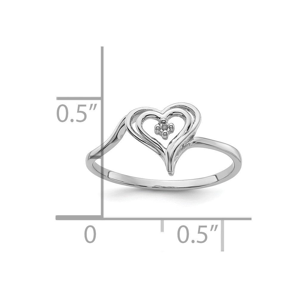 14k White Gold Heart Ring Mounting