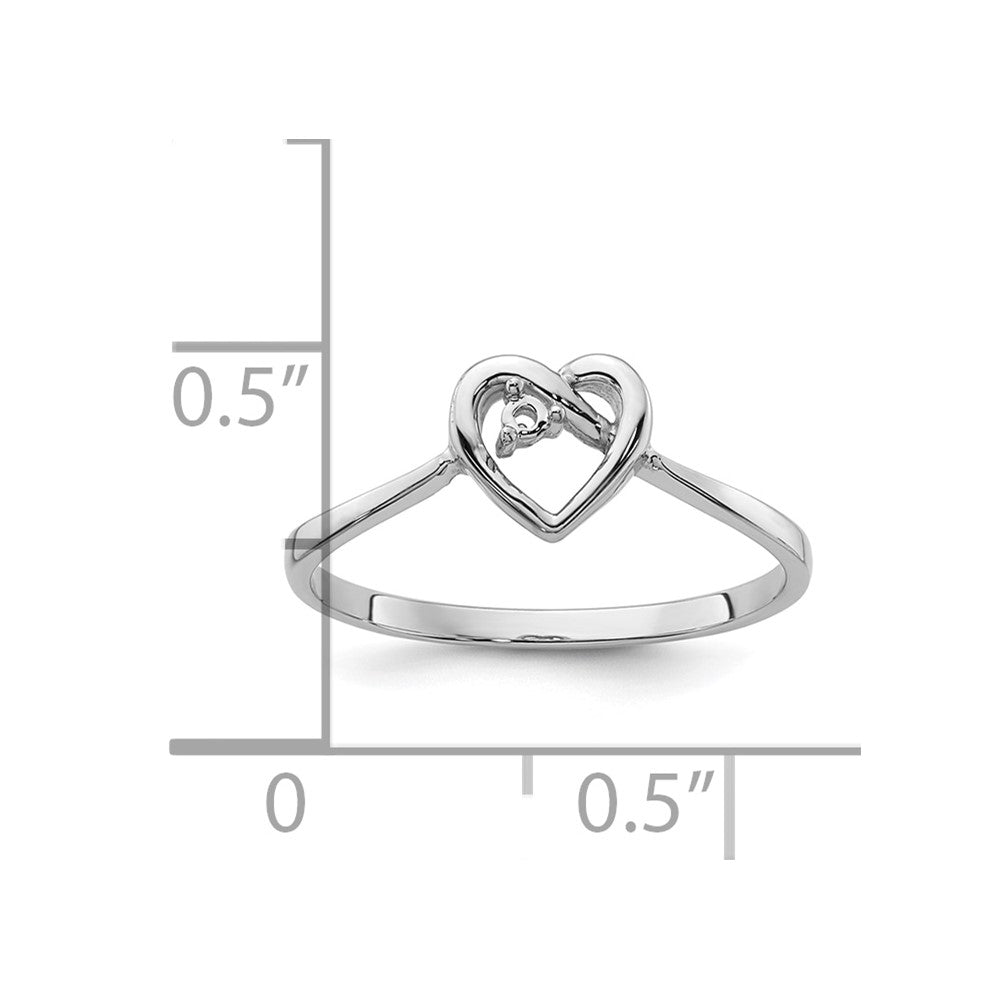 14k White Gold .02ct. Diamond Heart Ring Mounting