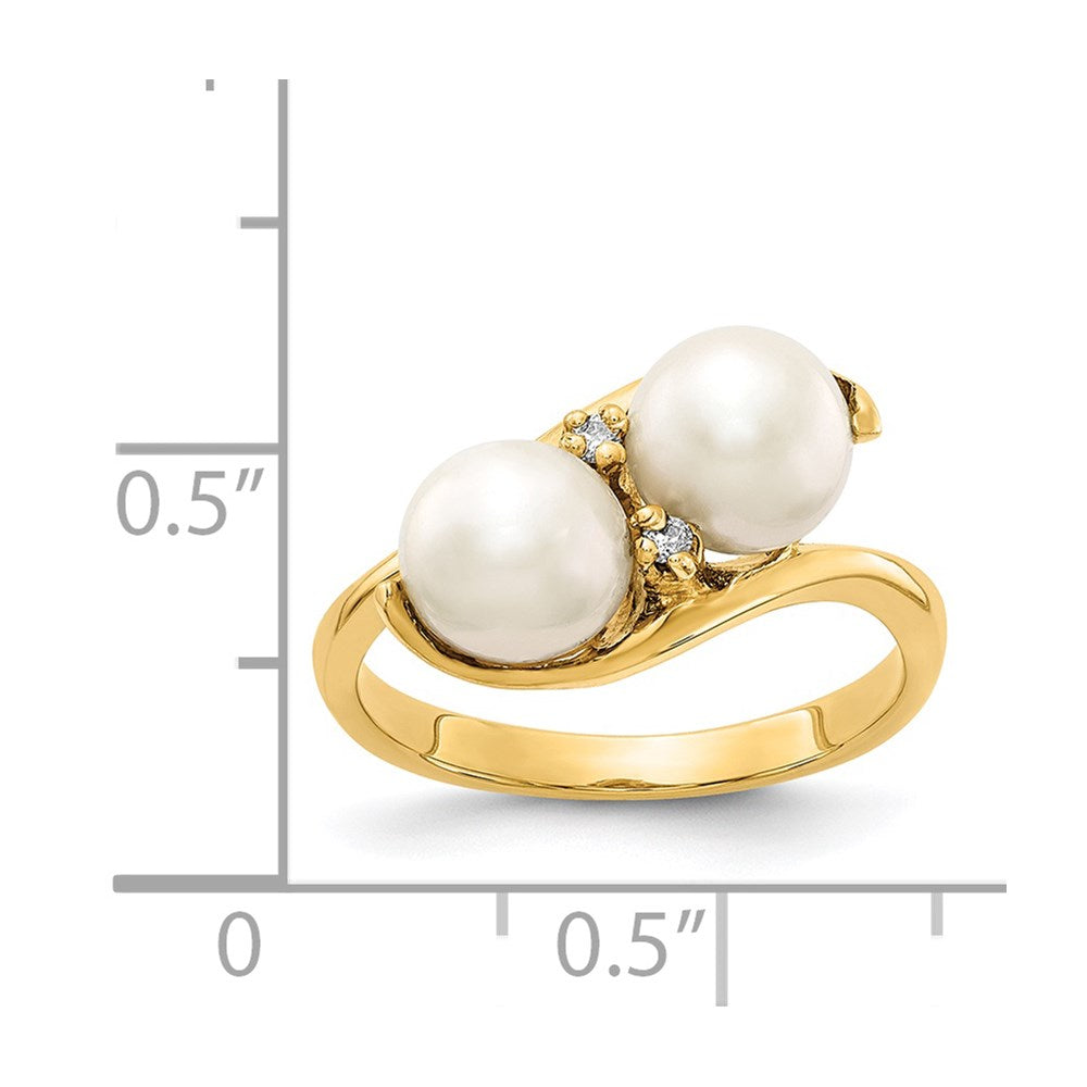 14k 6mm FW Cultured Pearl AA Diamond ring