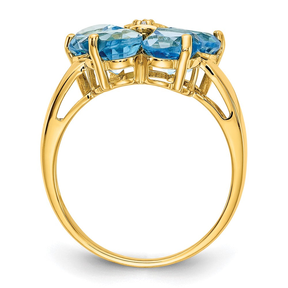 14k 6mm Heart Blue Topaz AA Diamond ring