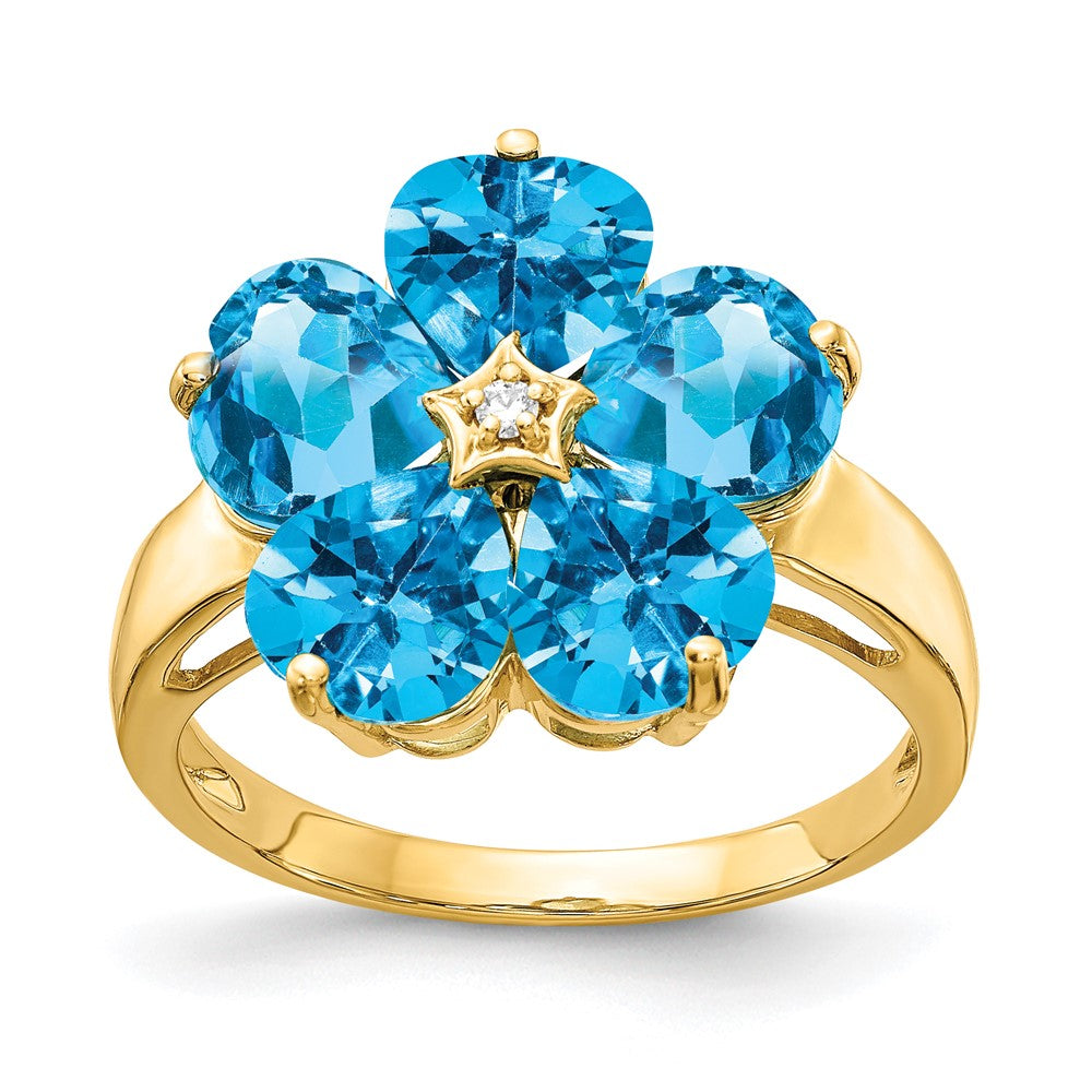 Casted;Polished;14k Yellow gold;Genuine;In-house sizing;Blue topaz;Diamond;Avail. in 10k yellow gold;Avail. in 18k yellow gold;Avail. in 14k white gold;Avail. in platinum;Avail. in 18k white gold;AA quality