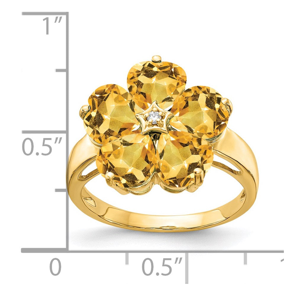 14k 6mm Heart Citrine AA Diamond ring