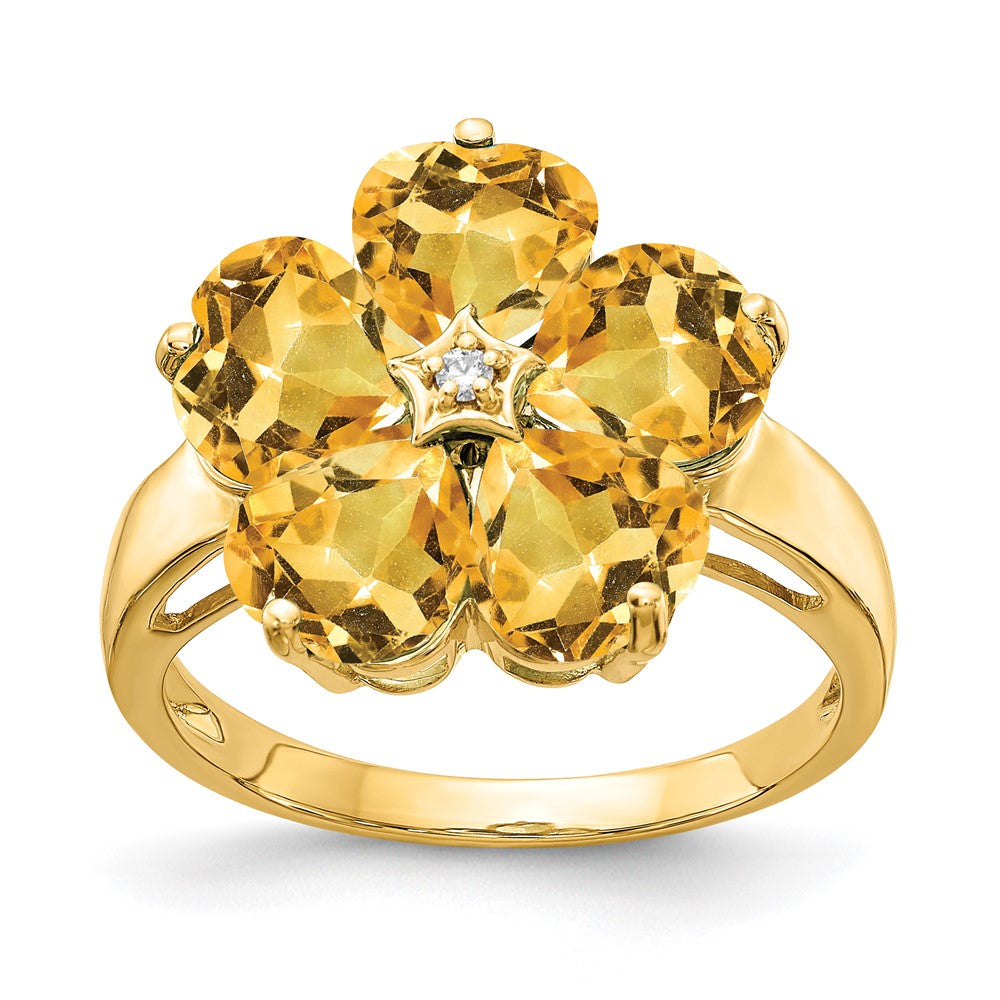 Casted;Polished;14k Yellow gold;Genuine;In-house sizing;Citrine;Diamond;Avail. in 10k yellow gold;Avail. in 18k yellow gold;Avail. in 14k white gold;Avail. in platinum;Avail. in 18k white gold;AA quality