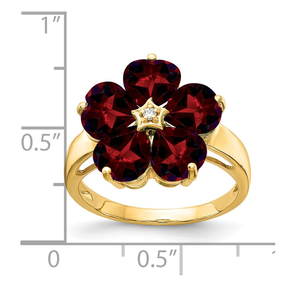 14k 6mm Heart Garnet AA Diamond ring
