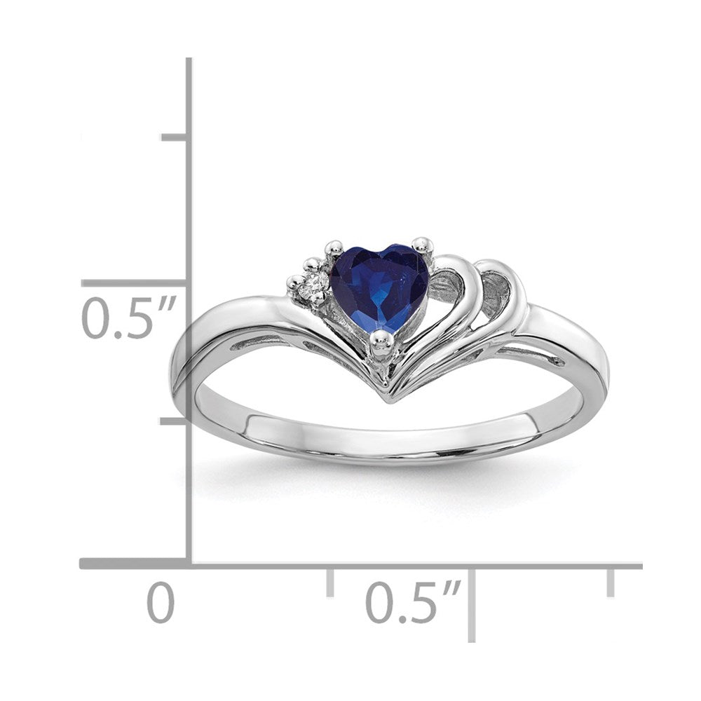 14k White Gold 4mm Heart Sapphire AA Diamond ring