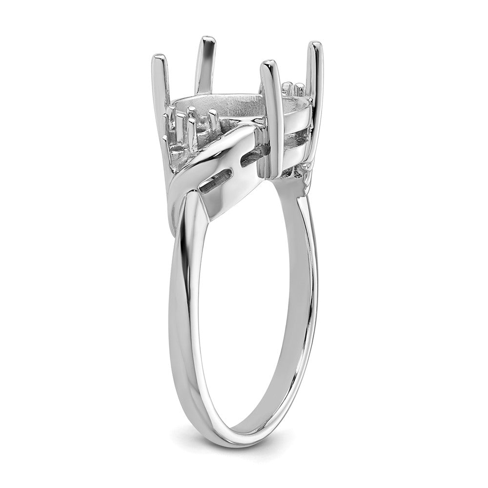 14k White Gold Diamond / 10x8mm Oval Gemstone Ring Mounting