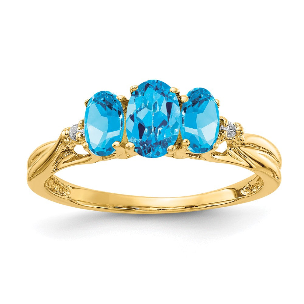 Casted;Polished;14k Yellow gold;Genuine;In-house sizing;Blue topaz;Diamond;Avail. in 10k yellow gold;Avail. in 18k yellow gold;Avail. in 14k white gold;Avail. in platinum;Avail. in 10k white gold;AA quality