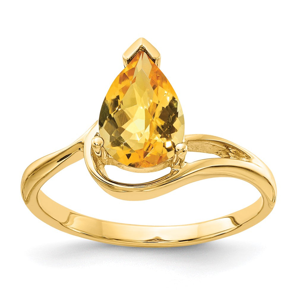 Casted;Polished;14k Yellow gold;Genuine;In-house sizing;Citrine;Avail. in 10k yellow gold;Avail. in 18k yellow gold;Avail. in 14k white gold;Avail. in platinum;Avail. in 18k white gold