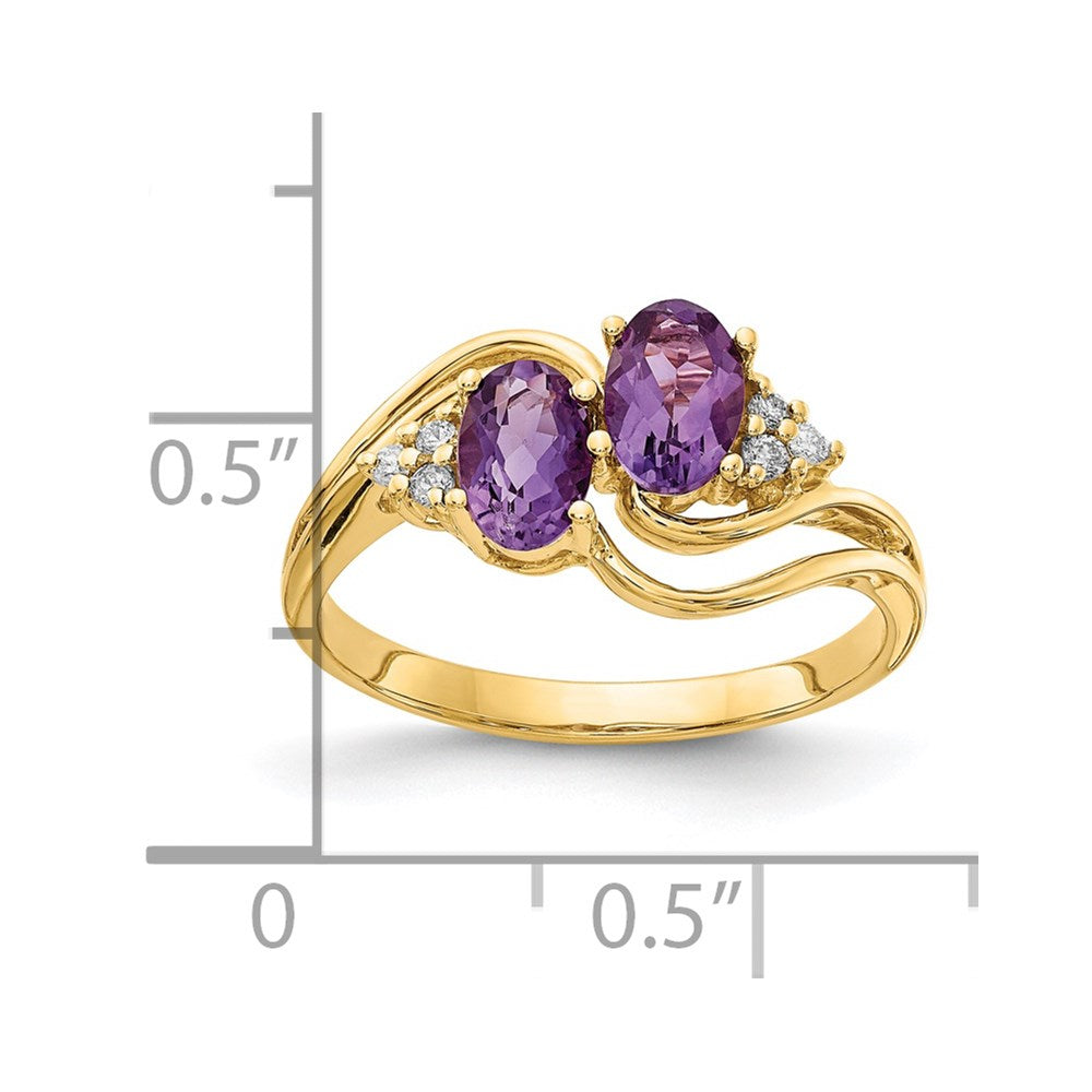 14k 6x4mm Oval Amethyst AA Diamond ring