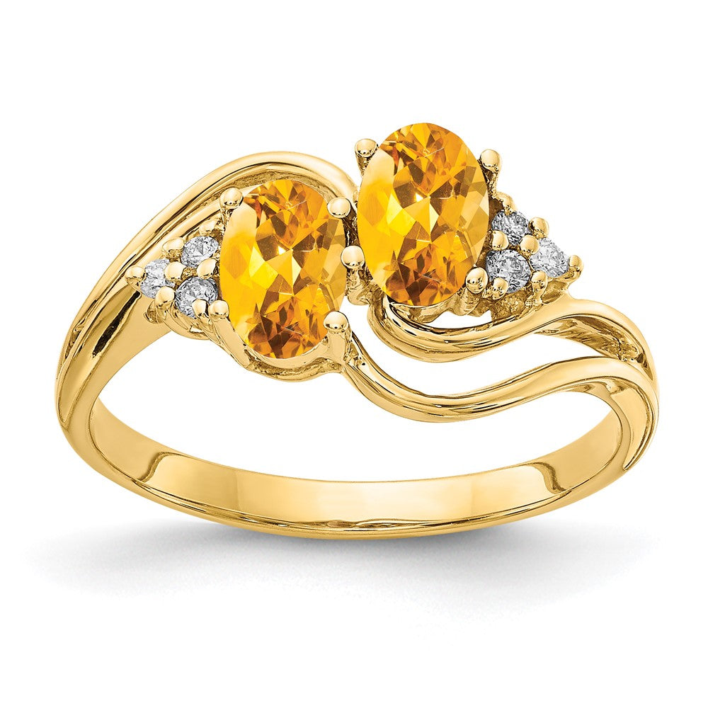 Casted;Polished;14k Yellow gold;Genuine;In-house sizing;Citrine;Diamond;Avail. in 10k yellow gold;Avail. in 18k yellow gold;Avail. in 14k white gold;Avail. in platinum;Avail. in 18k white gold;AA quality
