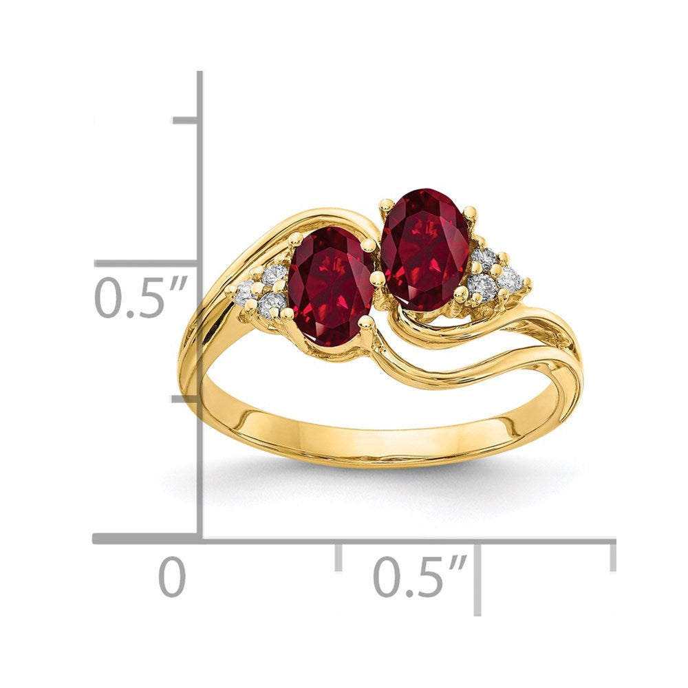 14k 6x4mm Oval Created Ruby A Diamond ring