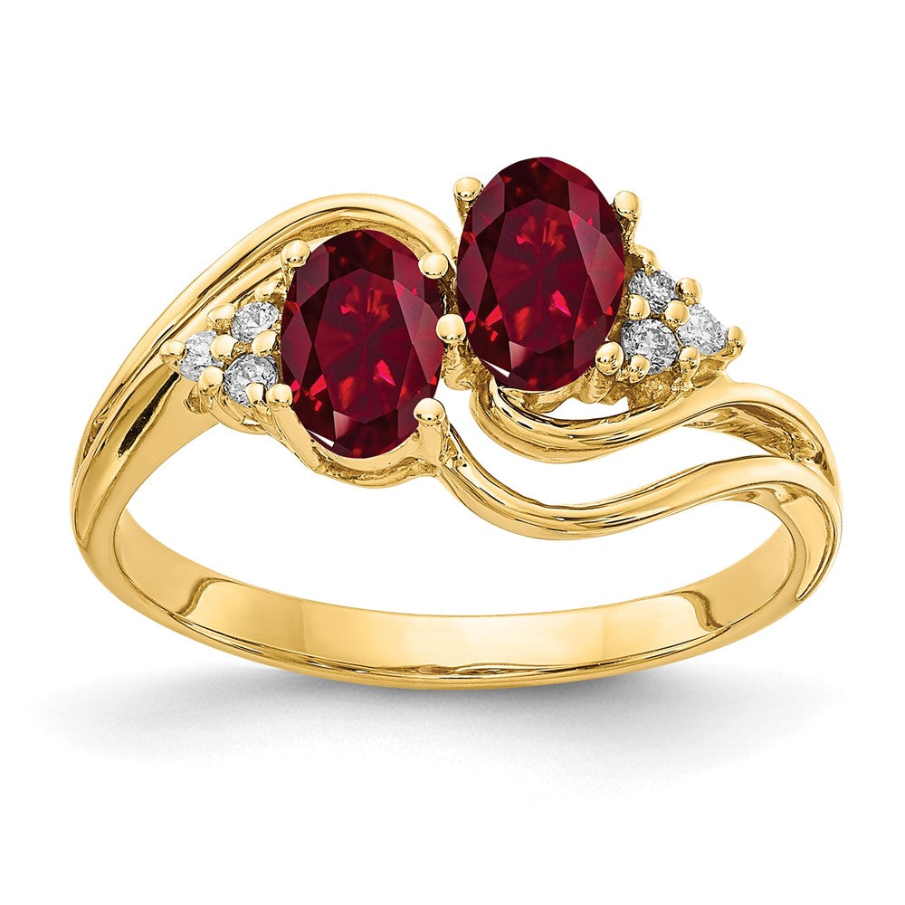 Casted;Polished;14k Yellow gold;Created;In-house sizing;Diamond;Ruby;Avail. in 10k yellow gold;Avail. in 18k yellow gold;Avail. in 14k white gold;Avail. in platinum;Avail. in 18k white gold;A quality