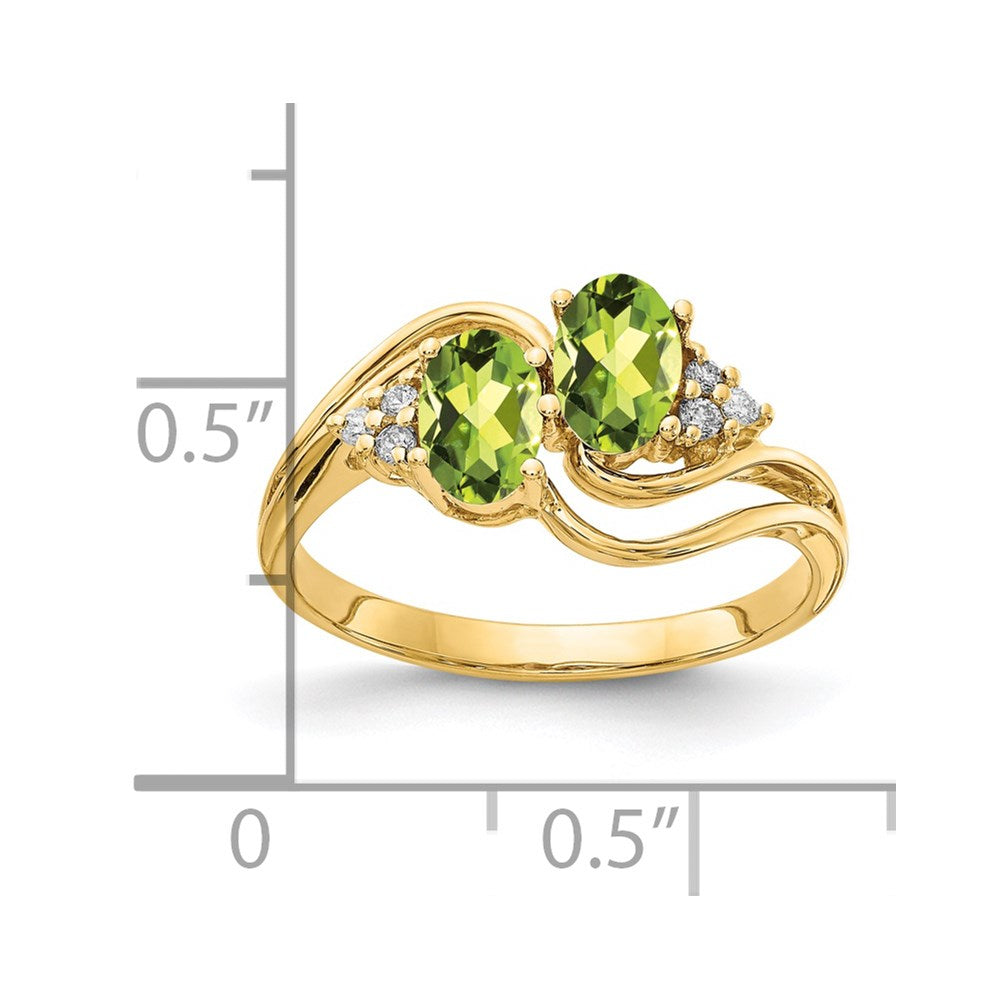 14k 6x4mm Oval Peridot AA Diamond ring