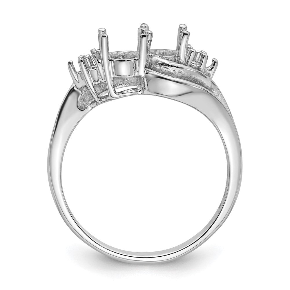 14k White Gold Diamond / Two 6x4 Oval Gemstone Ring Mounting